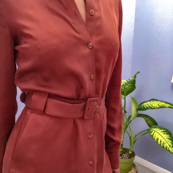 Rust Colored Belted Dress w/Pockets - Picture 6 of 6